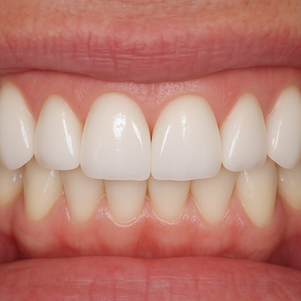 Sourire après la pose de facettes céramiques, rendu naturel
